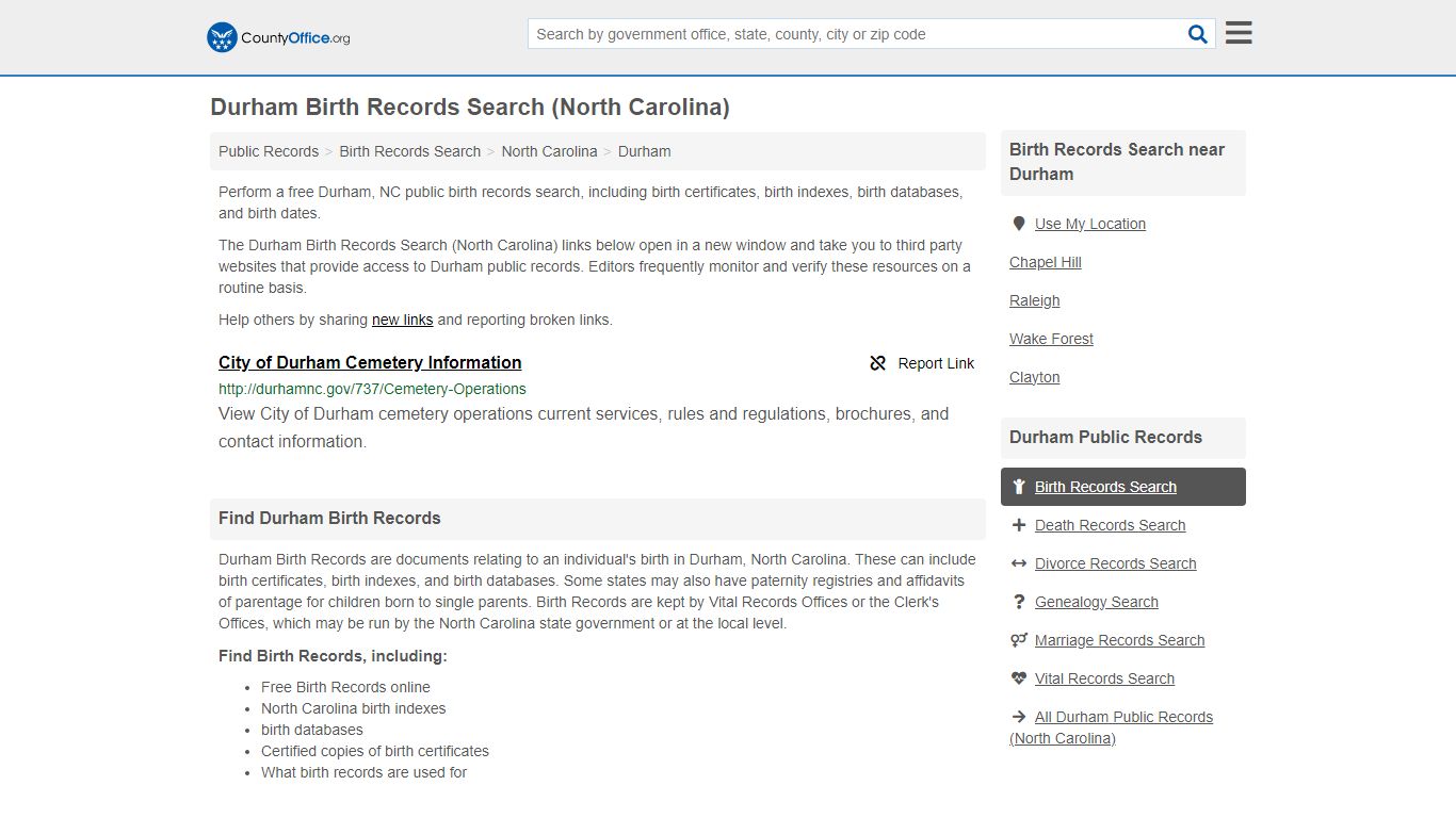 Birth Records Search - Durham, NC (Birth Certificates & Databases)