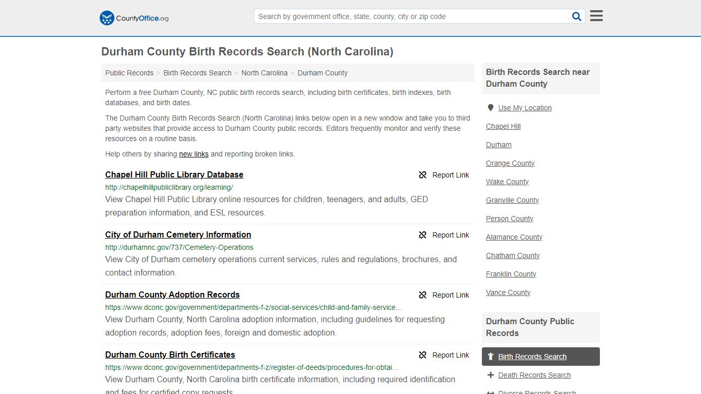 Birth Records Search - Durham County, NC (Birth Certificates & Databases)